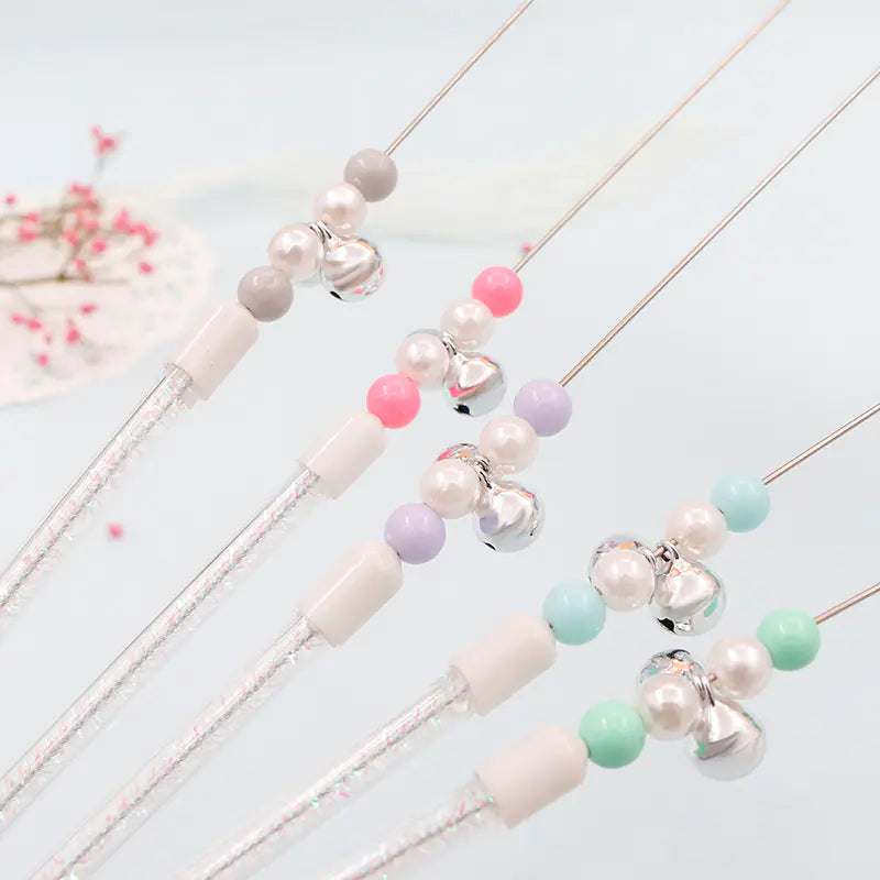Cat Teaser Wand with Bell Toy with Colorful Pom Pom