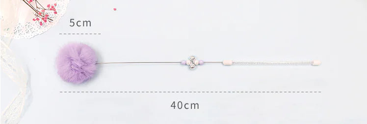 Cat Teaser Wand with Bell Toy with Colorful Pom Pom