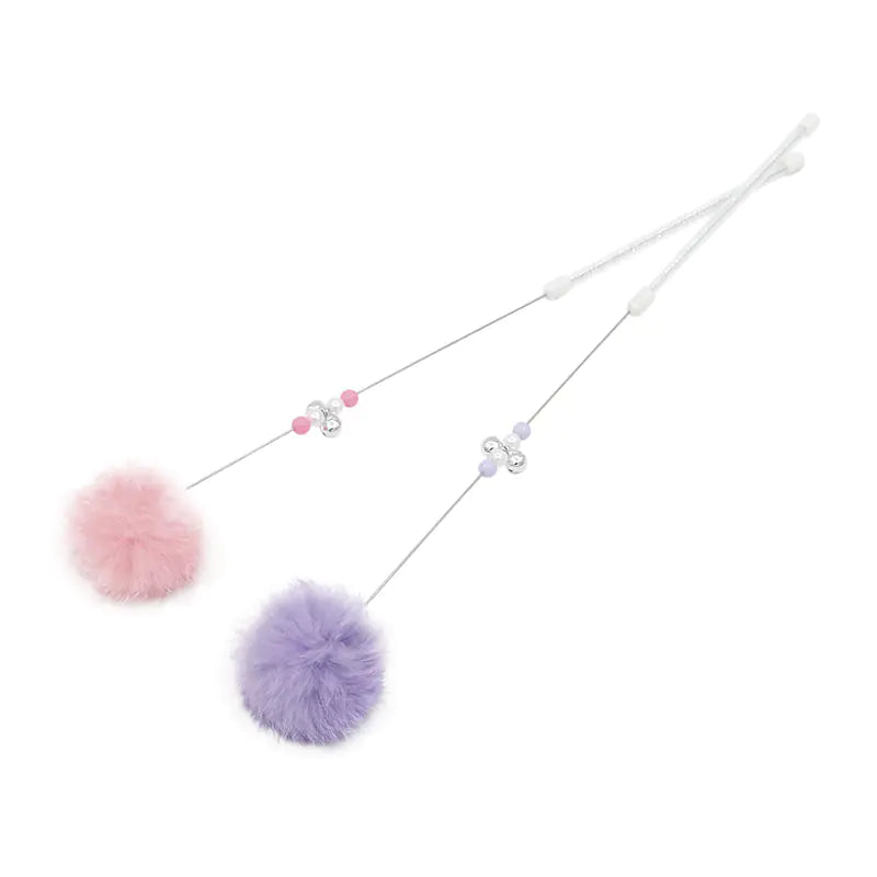 Cat Teaser Wand with Bell Toy with Colorful Pom Pom