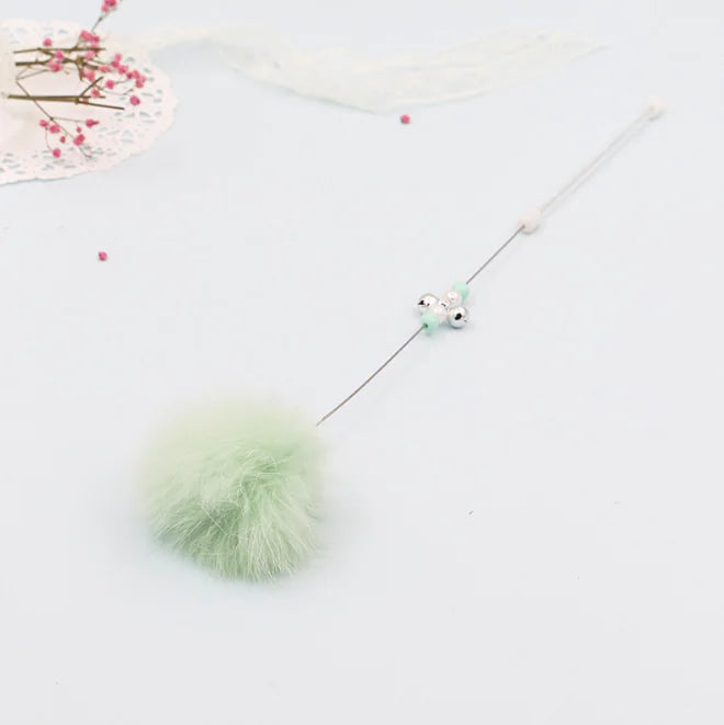 Cat Teaser Wand with Bell Toy with Colorful Pom Pom