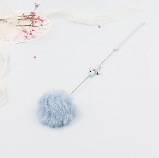 Cat Teaser Wand with Bell Toy with Colorful Pom Pom